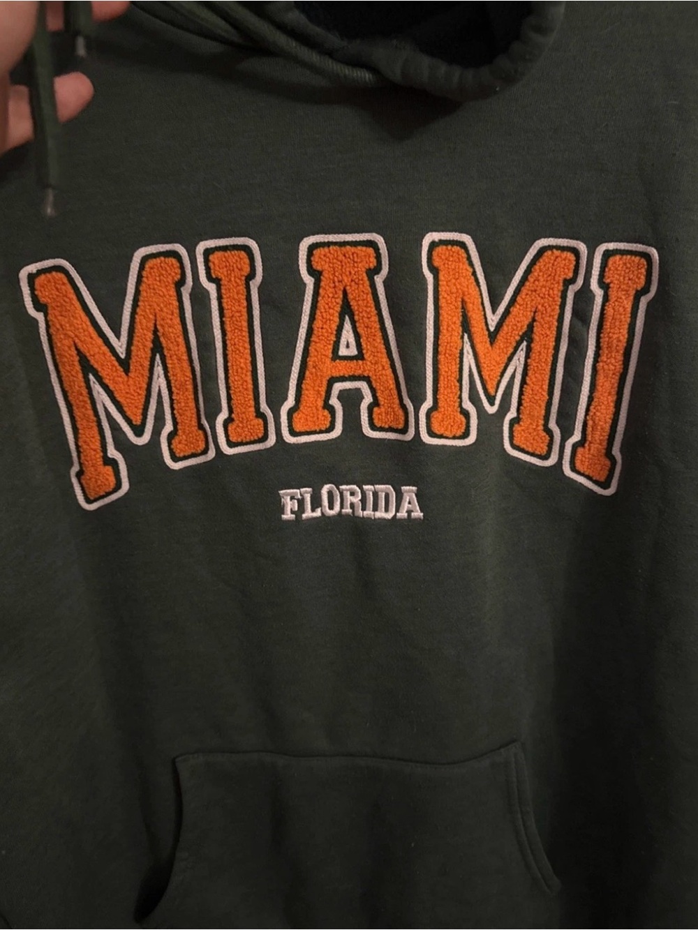 University Of Miami Green Hoodie Size Medium - Picture 3 of 5